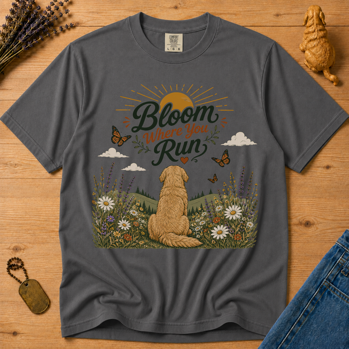 Stay Golden Tee — Bloom Where You Run
