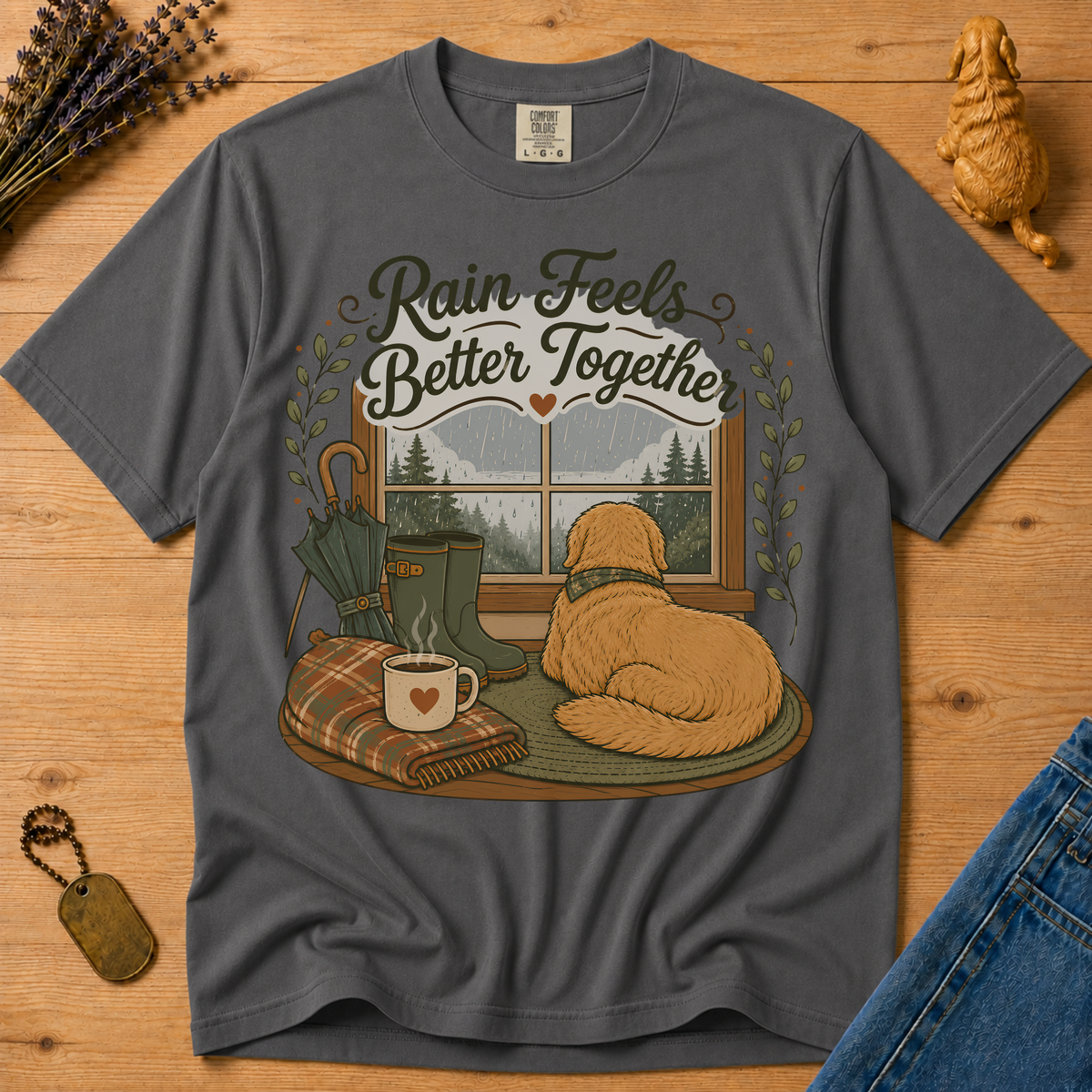 Stay Golden Tee — Rain Feels Better Together