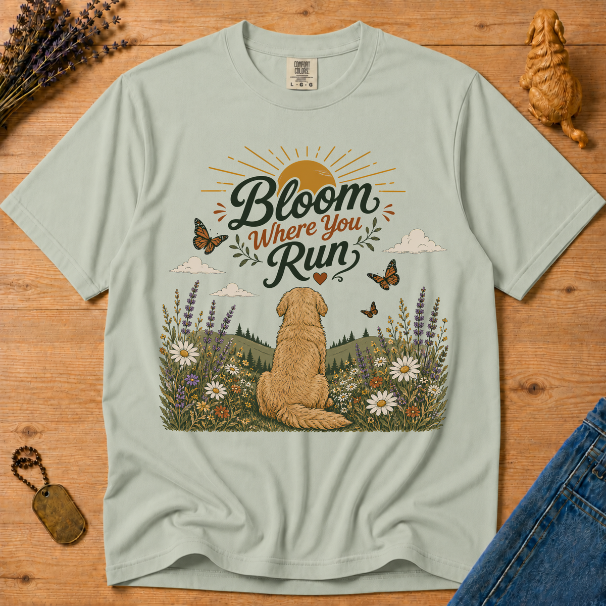 Stay Golden Tee — Bloom Where You Run