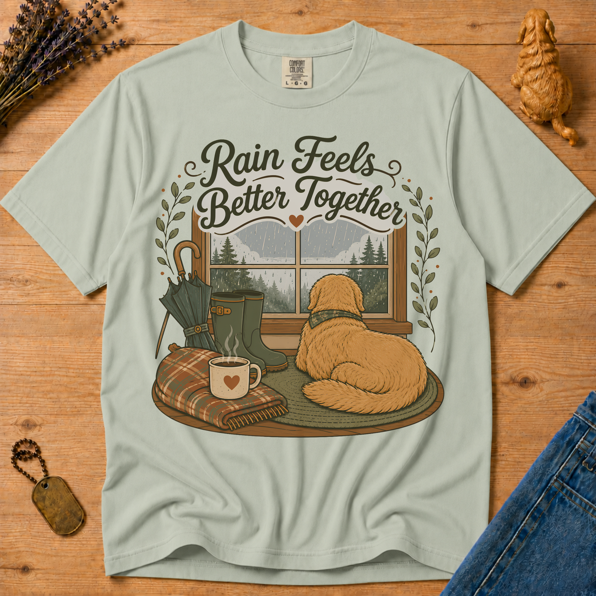Stay Golden Tee — Rain Feels Better Together