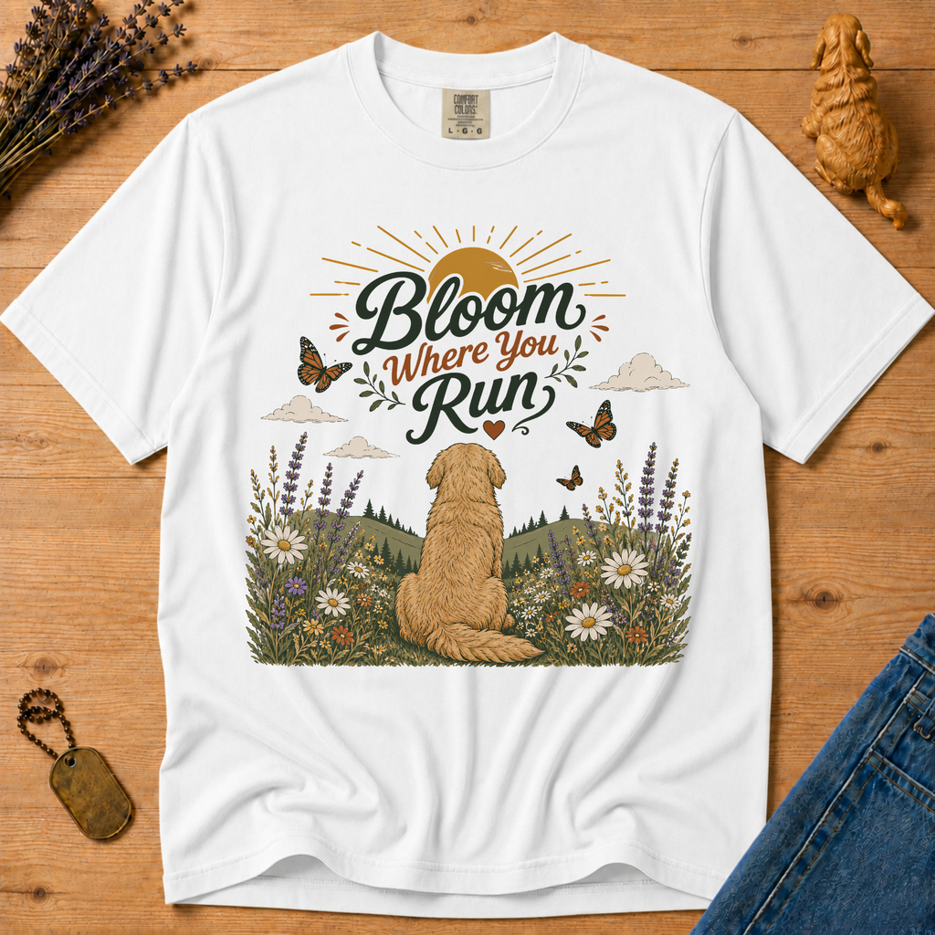 Stay Golden Tee — Bloom Where You Run
