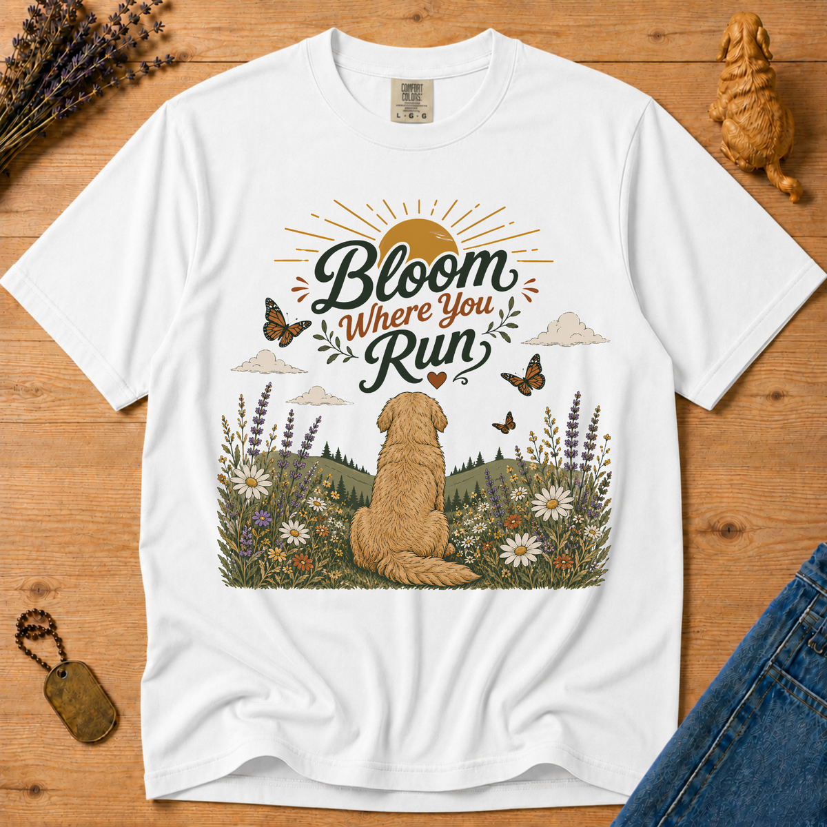 Stay Golden Tee — Bloom Where You Run