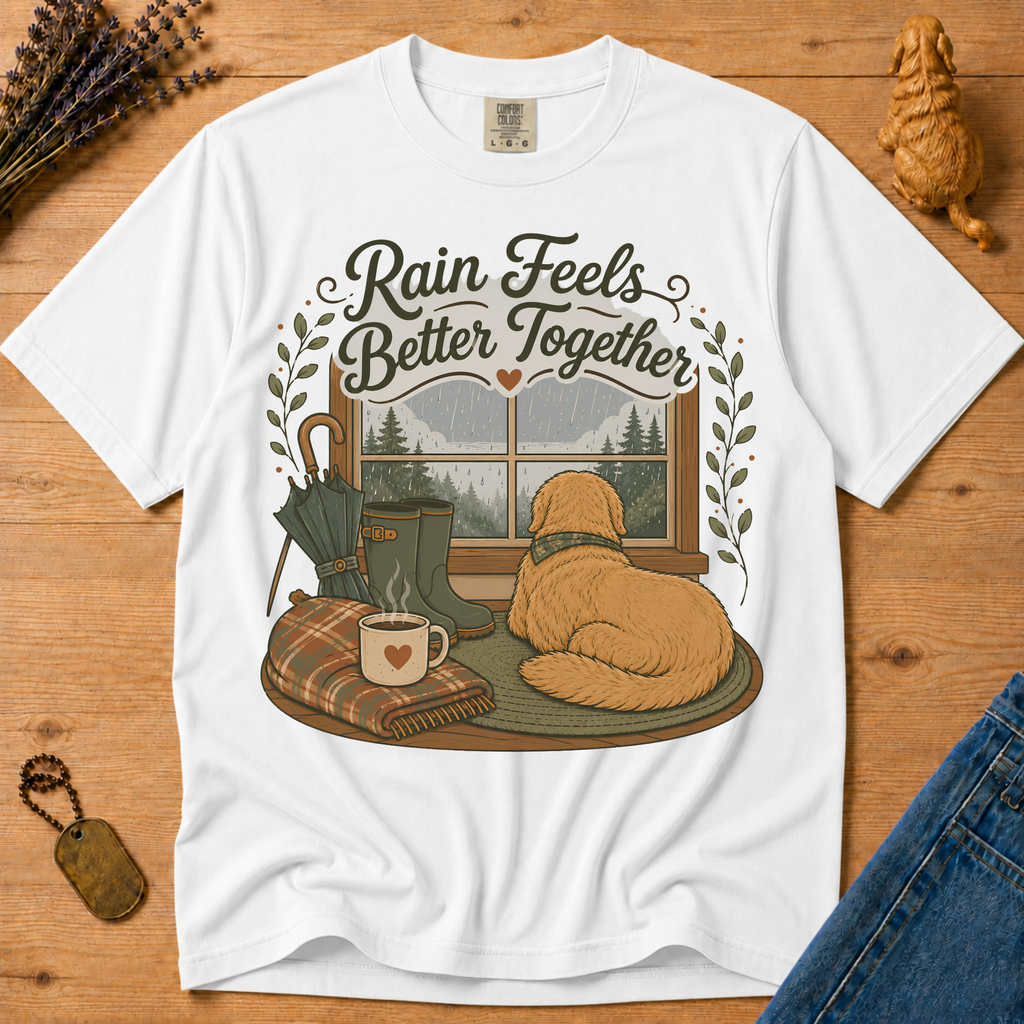 Stay Golden Tee — Rain Feels Better Together