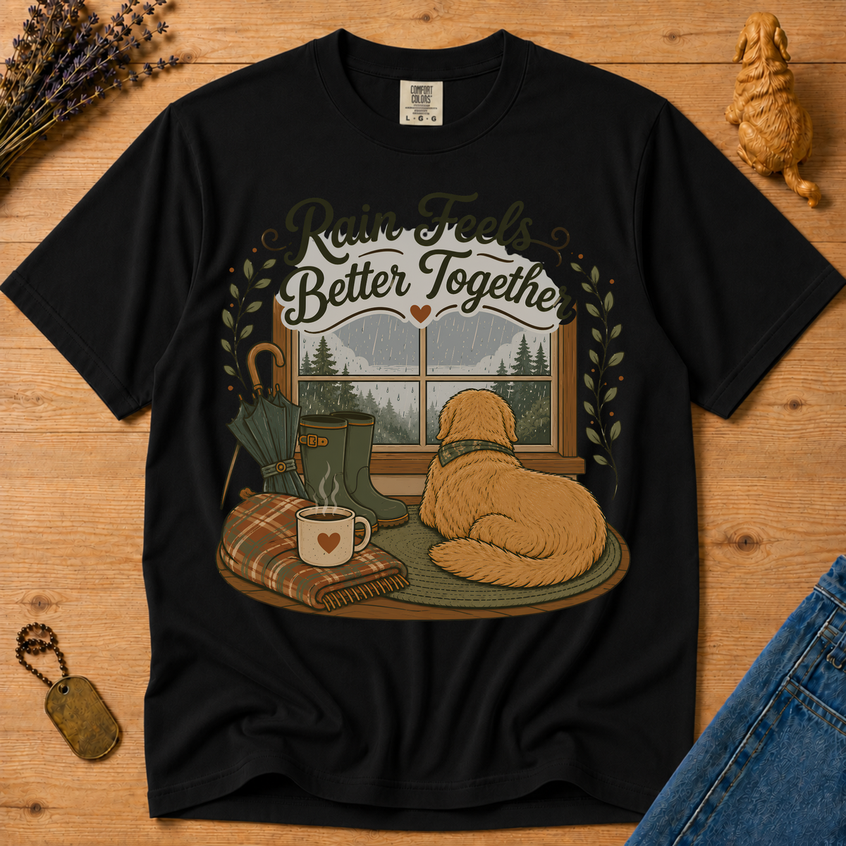 Stay Golden Tee — Rain Feels Better Together