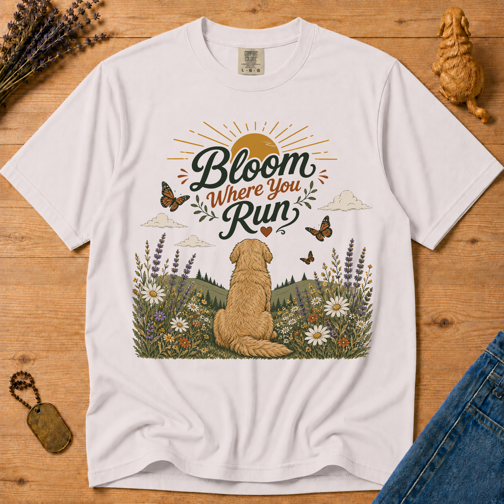 Stay Golden Tee — Bloom Where You Run
