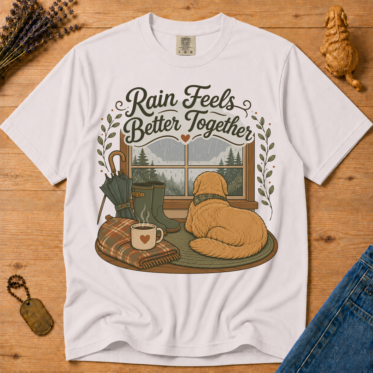 Stay Golden Tee — Rain Feels Better Together